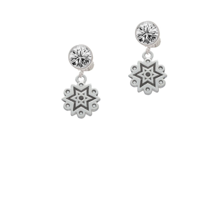 Antiqued Snowflake Crystal Clip On Earrings Image 2