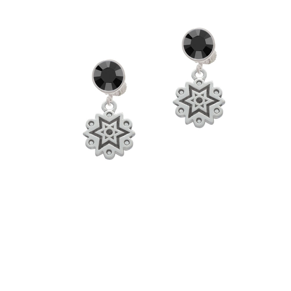 Antiqued Snowflake Crystal Clip On Earrings Image 3