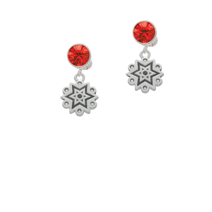 Antiqued Snowflake Crystal Clip On Earrings Image 4