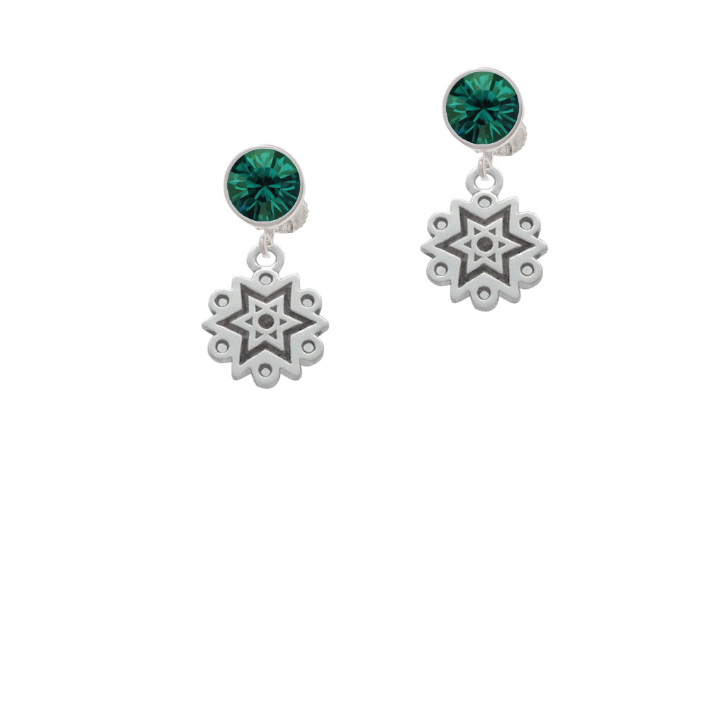 Antiqued Snowflake Crystal Clip On Earrings Image 6