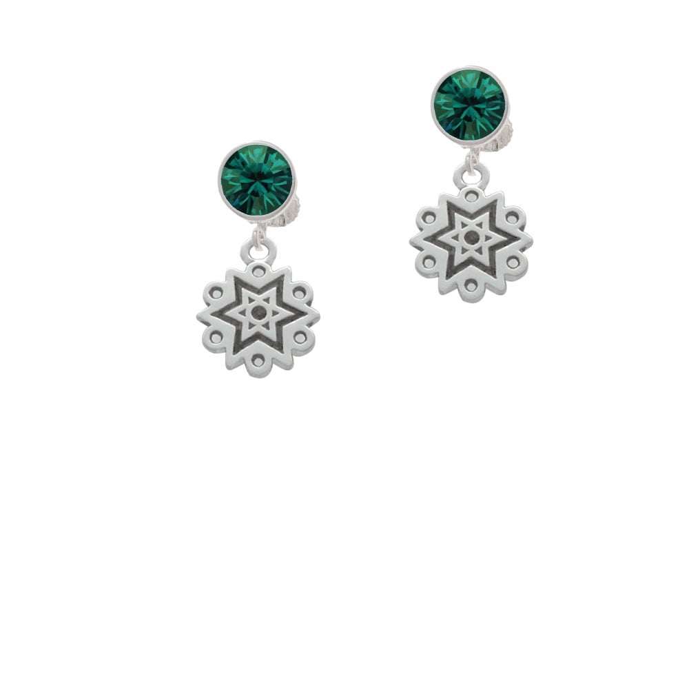 Antiqued Snowflake Crystal Clip On Earrings Image 1