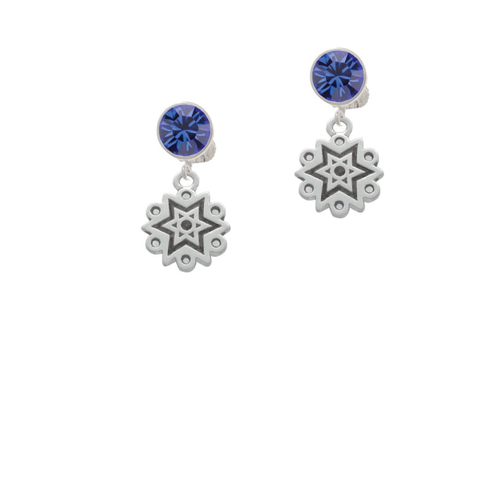 Antiqued Snowflake Crystal Clip On Earrings Image 7