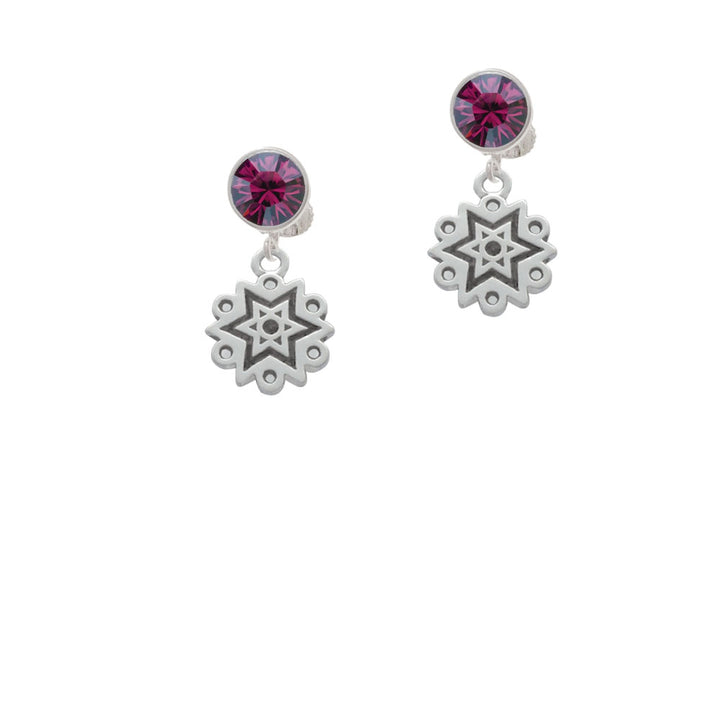 Antiqued Snowflake Crystal Clip On Earrings Image 8