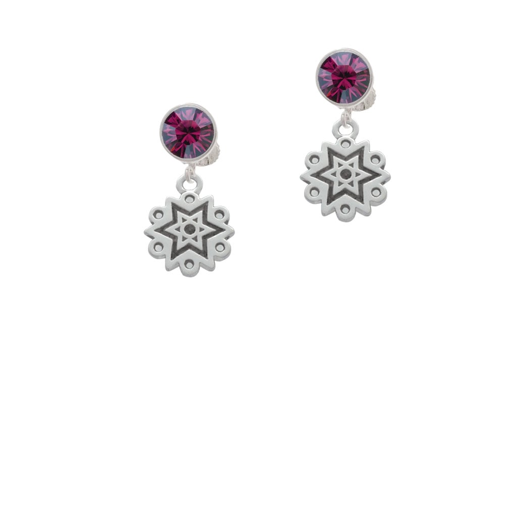 Antiqued Snowflake Crystal Clip On Earrings Image 1