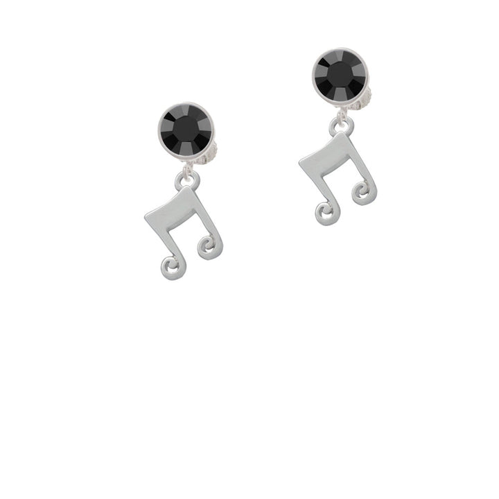 Double Music Note Crystal Clip On Earrings Image 3