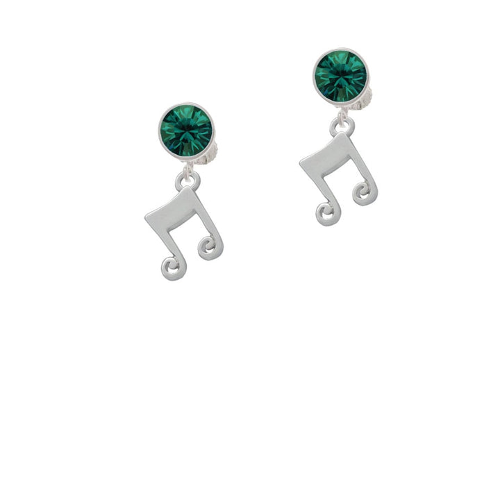 Double Music Note Crystal Clip On Earrings Image 6