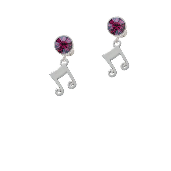 Double Music Note Crystal Clip On Earrings Image 8