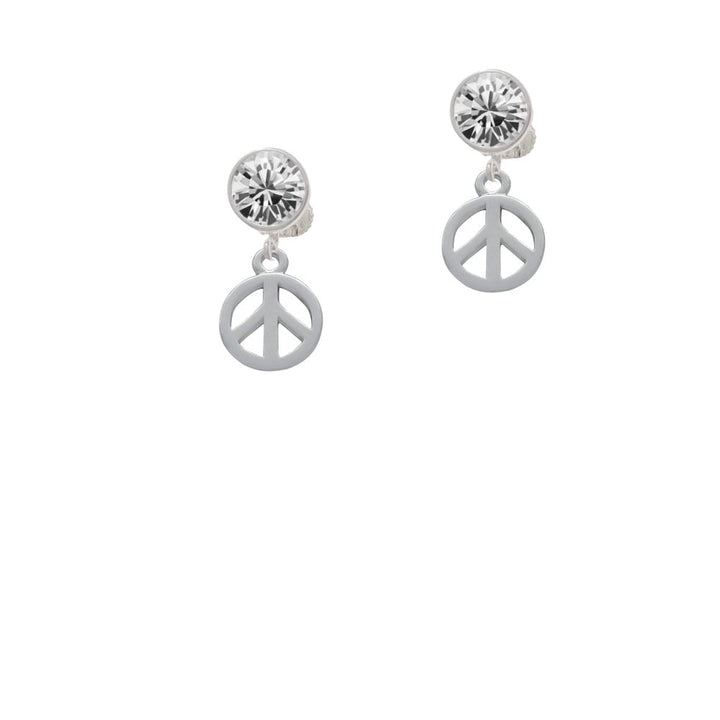 Peace Sign Crystal Clip On Earrings Image 2