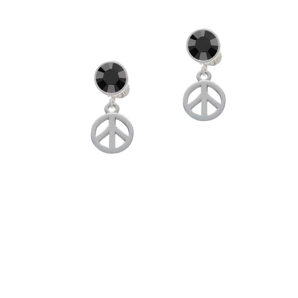 Peace Sign Crystal Clip On Earrings Image 3