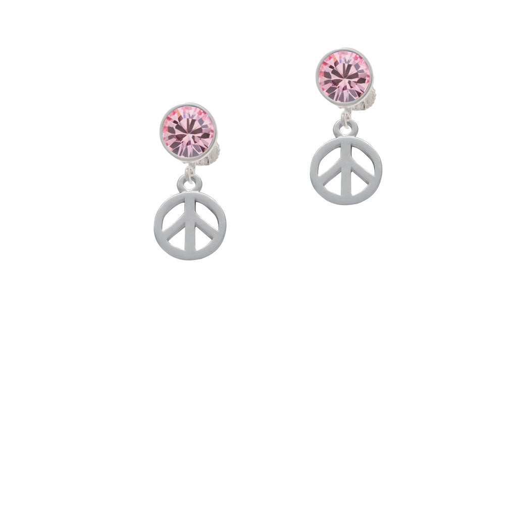 Peace Sign Crystal Clip On Earrings Image 4