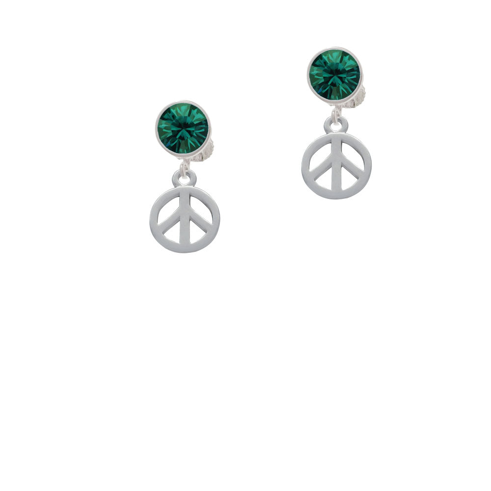 Peace Sign Crystal Clip On Earrings Image 6