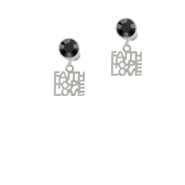 Faith Hope Love Crystal Clip On Earrings Image 1