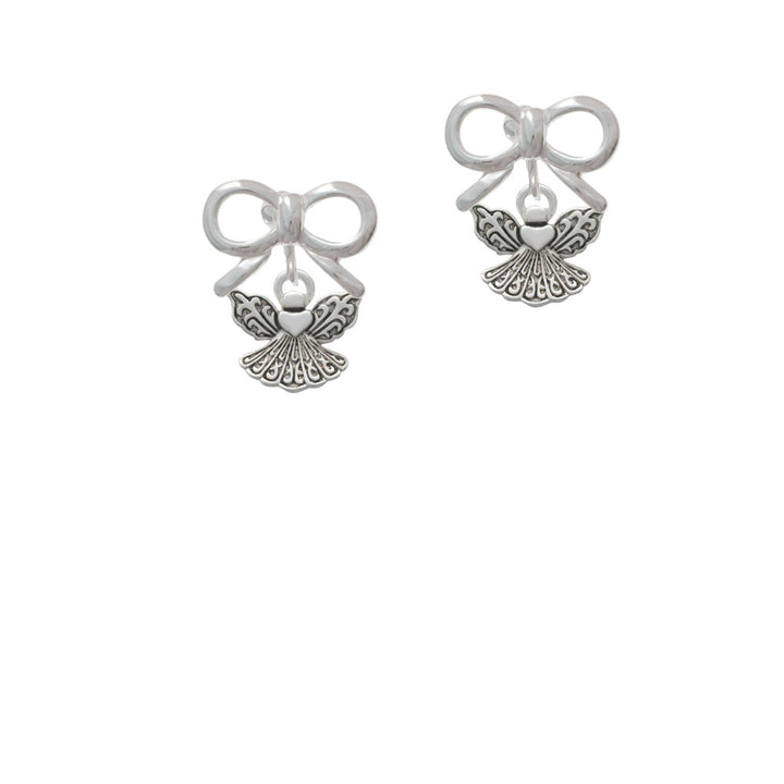 Small Angel with Heart Crystal Clip On Earrings Image 9