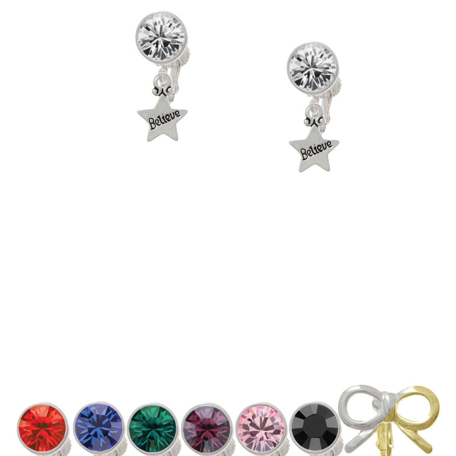 Mini Believe Star Crystal Clip On Earrings Image 1