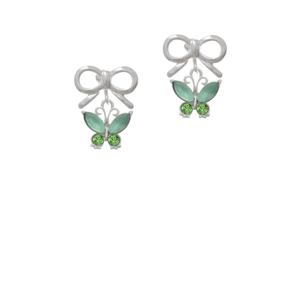 Butterfly with Green Wings Crystal Clip On Earrings Image 9