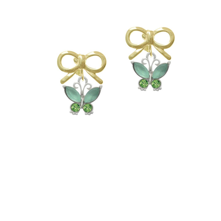 Butterfly with Green Wings Crystal Clip On Earrings Image 10