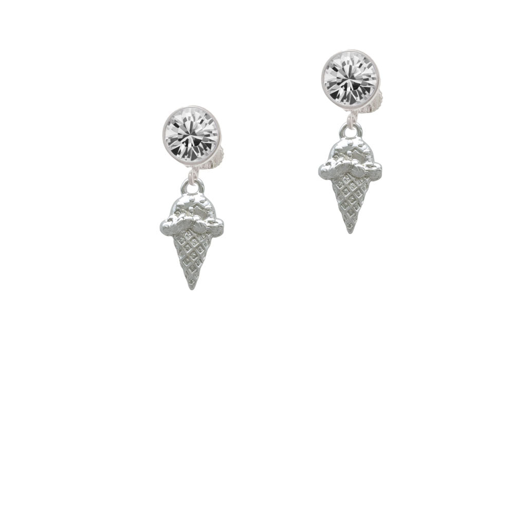 Ice Cream Cone Crystal Clip On Earrings Image 2