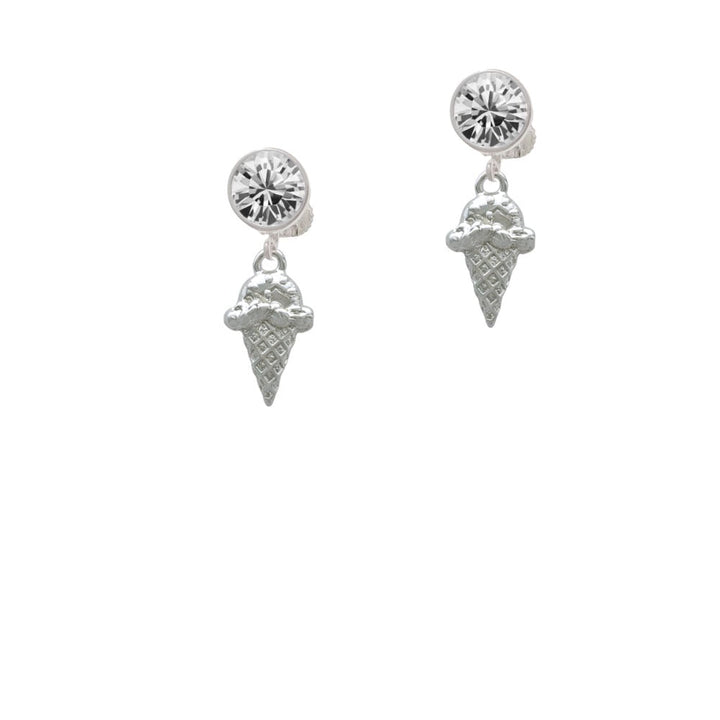 Ice Cream Cone Crystal Clip On Earrings Image 1