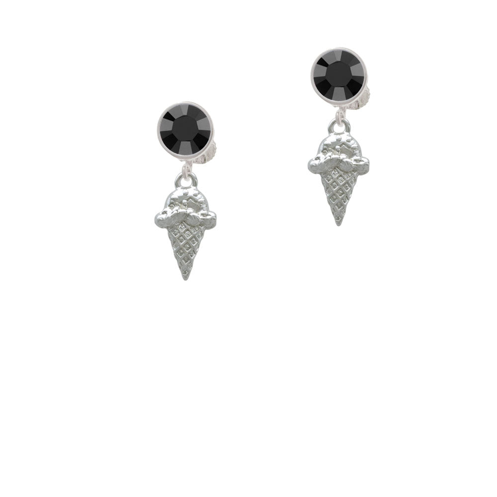 Ice Cream Cone Crystal Clip On Earrings Image 3