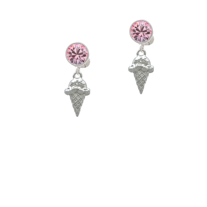 Ice Cream Cone Crystal Clip On Earrings Image 4