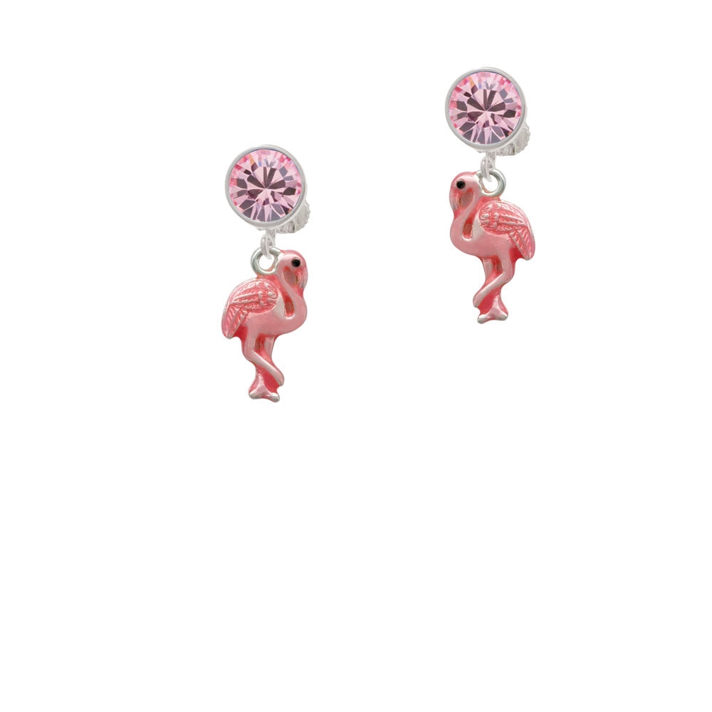 Hot Pink Flamingo Crystal Clip On Earrings Image 4