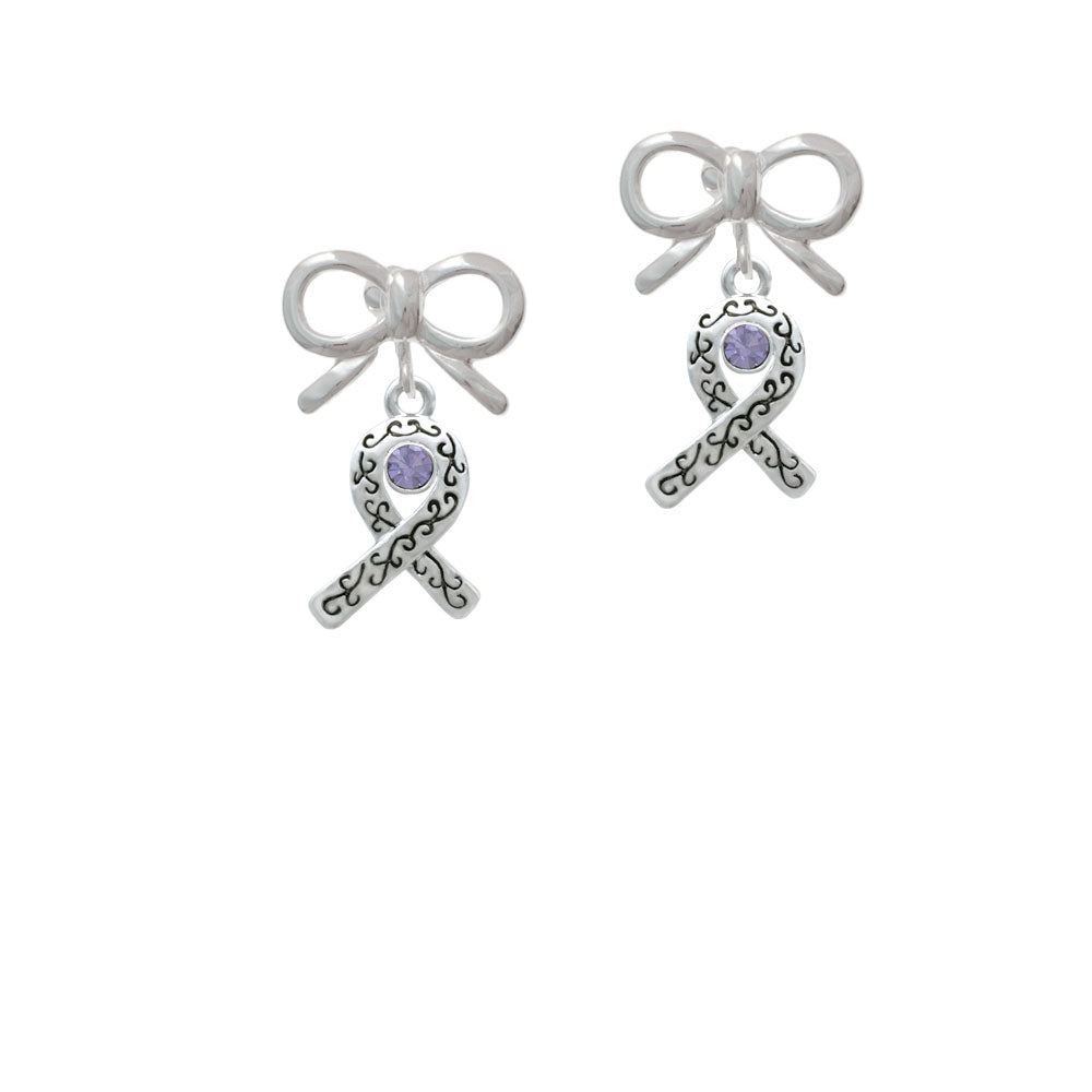 Scroll Ribbon with Lavender Crystal Crystal Clip On Earrings Image 9