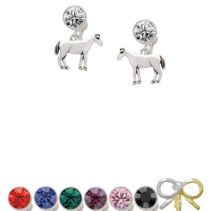 Standing Horse Crystal Clip On Earrings Image 1