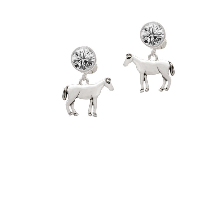 Standing Horse Crystal Clip On Earrings Image 2