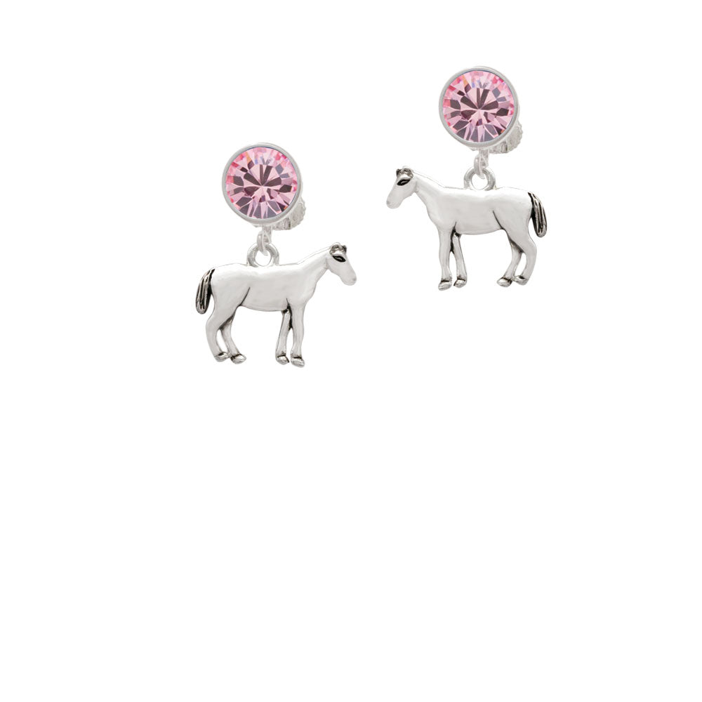 Standing Horse Crystal Clip On Earrings Image 4