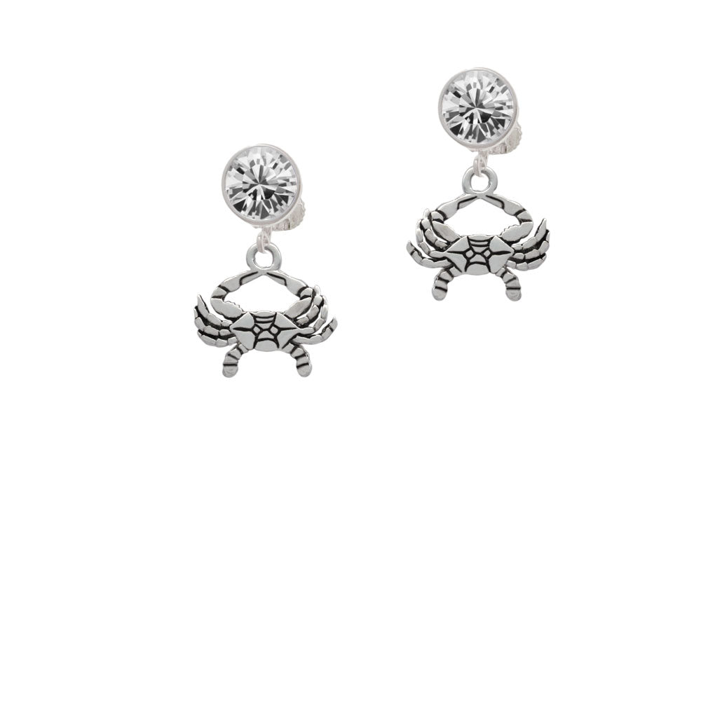 Crab Crystal Clip On Earrings Image 2