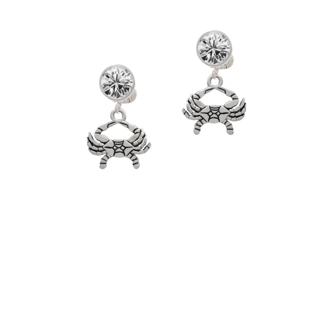 Crab Crystal Clip On Earrings Image 1