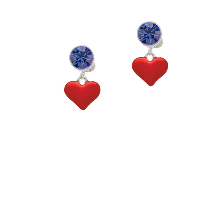 3-D Translucent Red Puff Heart Crystal Clip On Earrings Image 7