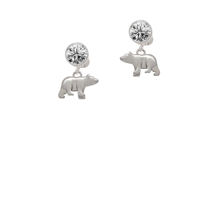 3-D Bear Crystal Clip On Earrings Image 2