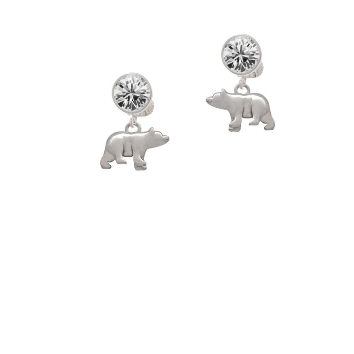 3-D Bear Crystal Clip On Earrings Image 1