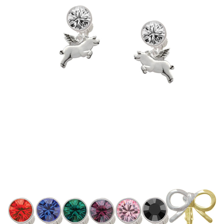 Flying Pig Crystal Clip On Earrings Image 1