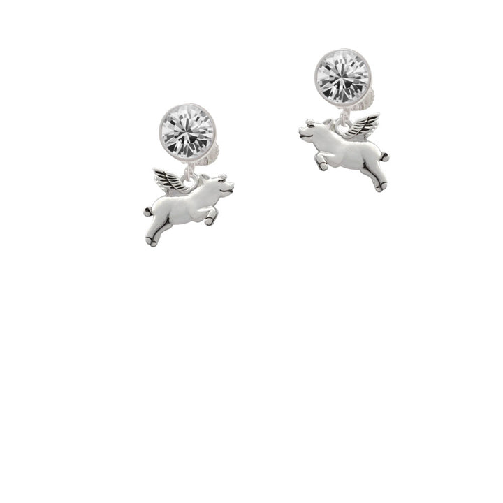 Flying Pig Crystal Clip On Earrings Image 2