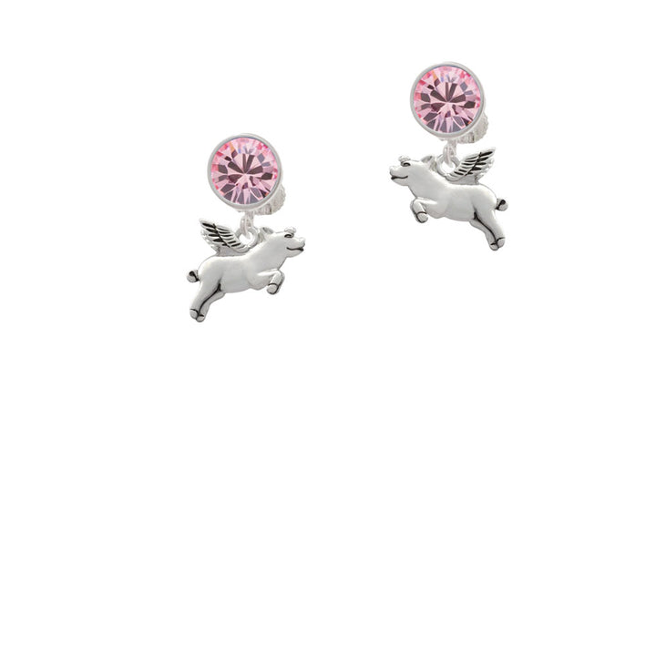 Flying Pig Crystal Clip On Earrings Image 4