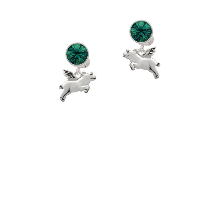 Flying Pig Crystal Clip On Earrings Image 6