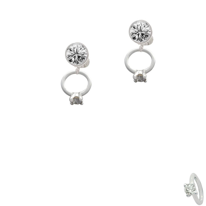 Small Engagement Ring with Crystal Crystal Clip On Earrings Image 1