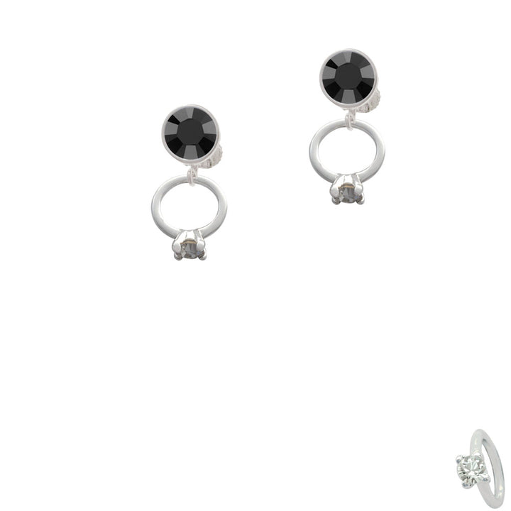 Small Engagement Ring with Crystal Crystal Clip On Earrings Image 3