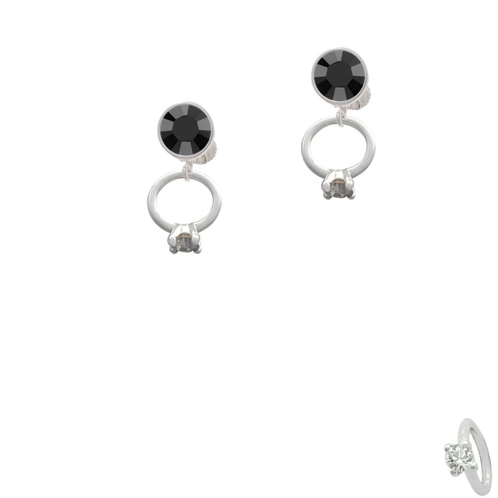 Small Engagement Ring with Crystal Crystal Clip On Earrings Image 1