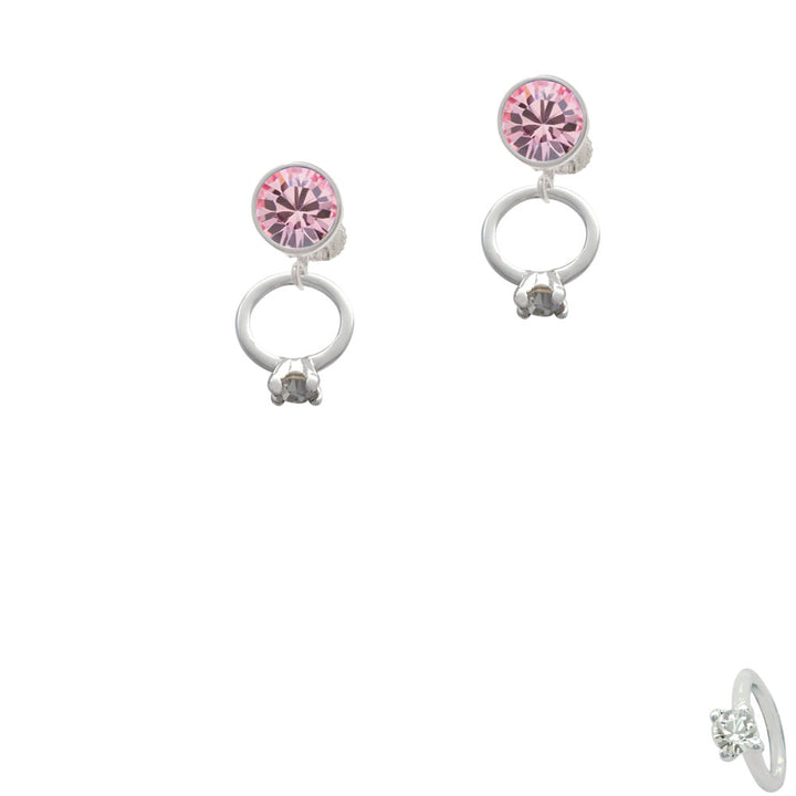 Small Engagement Ring with Crystal Crystal Clip On Earrings Image 4