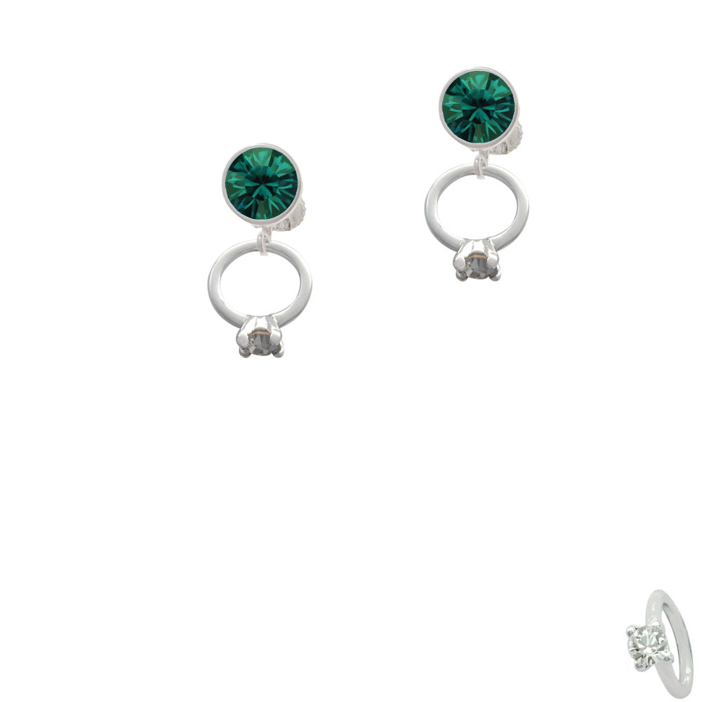 Small Engagement Ring with Crystal Crystal Clip On Earrings Image 6