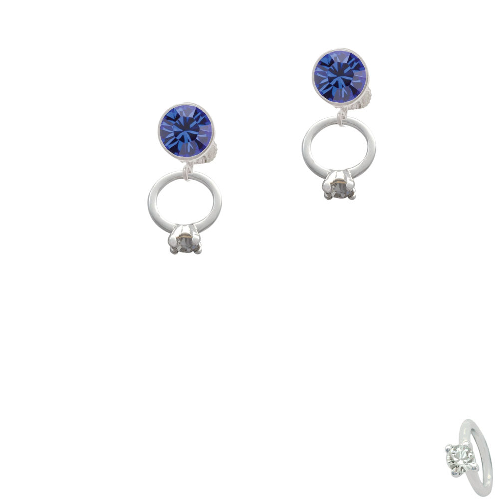 Small Engagement Ring with Crystal Crystal Clip On Earrings Image 7