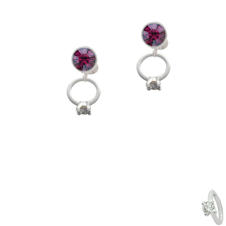 Small Engagement Ring with Crystal Crystal Clip On Earrings Image 8