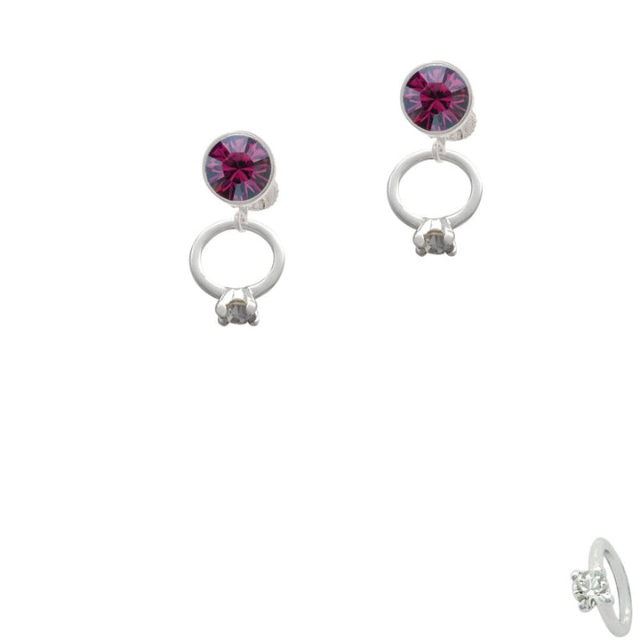 Small Engagement Ring with Crystal Crystal Clip On Earrings Image 1