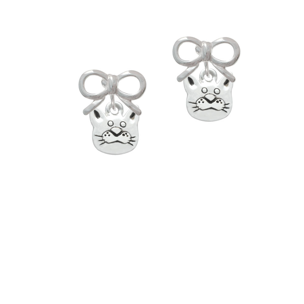 Large Cat Face Crystal Clip On Earrings Image 9