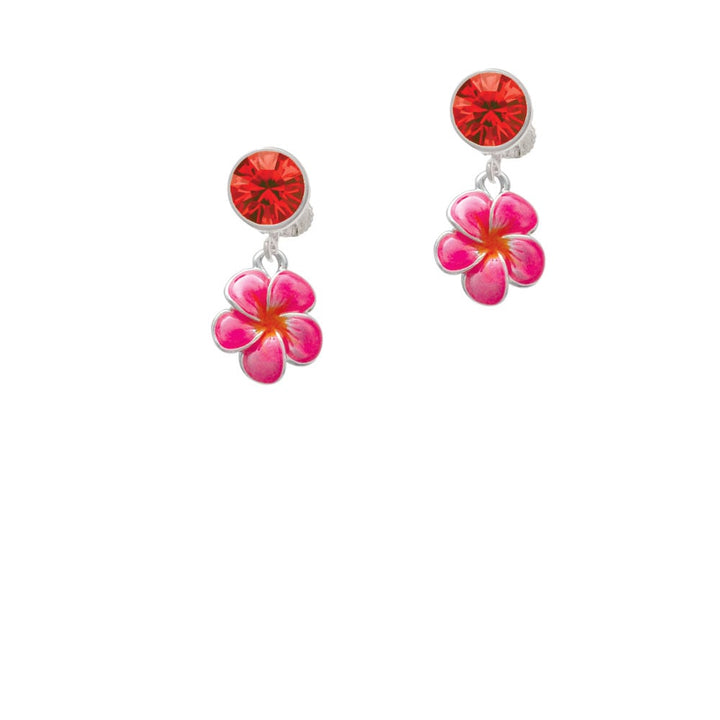 Hot Pink and Orange Flower Crystal Clip On Earrings Image 4