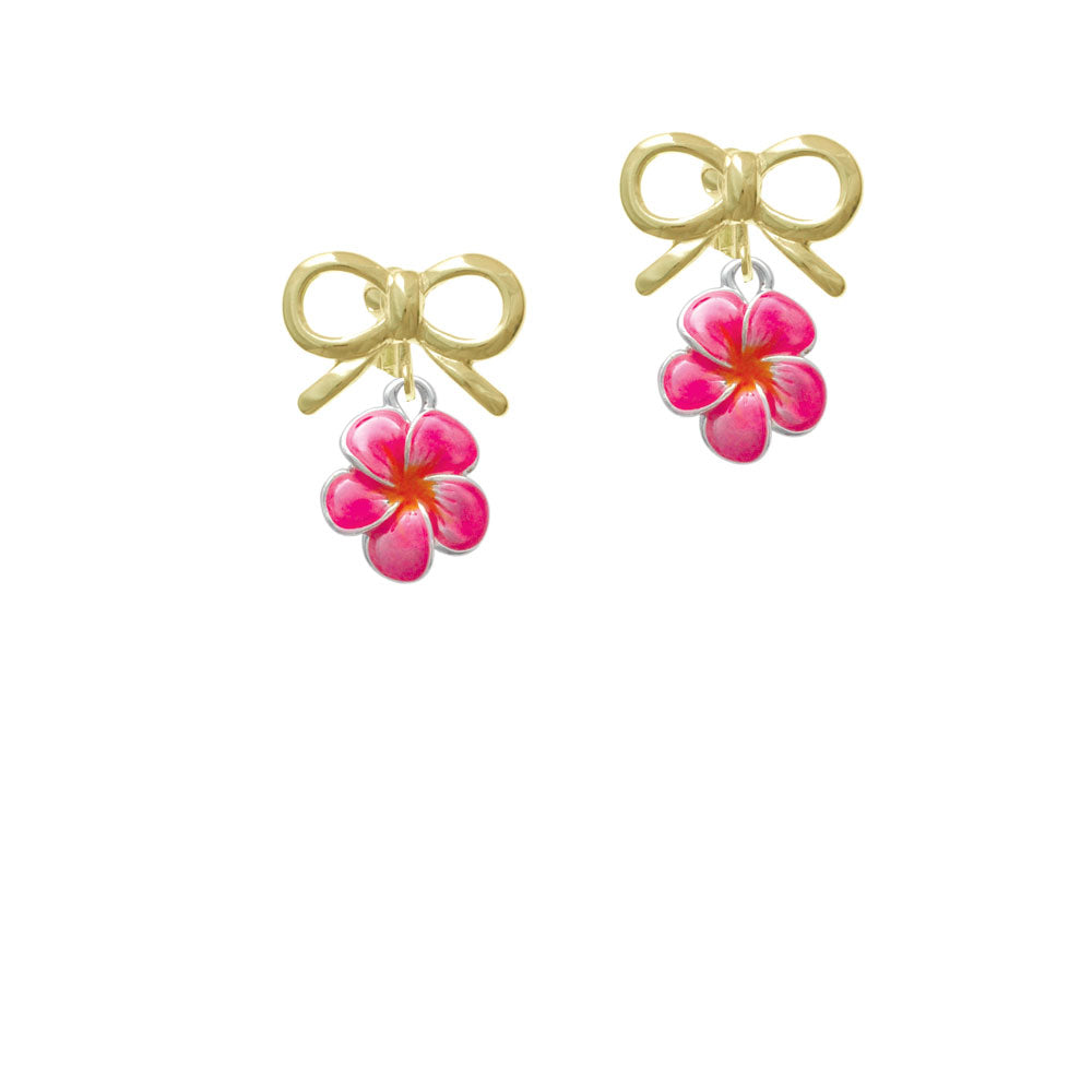 Hot Pink and Orange Flower Crystal Clip On Earrings Image 10