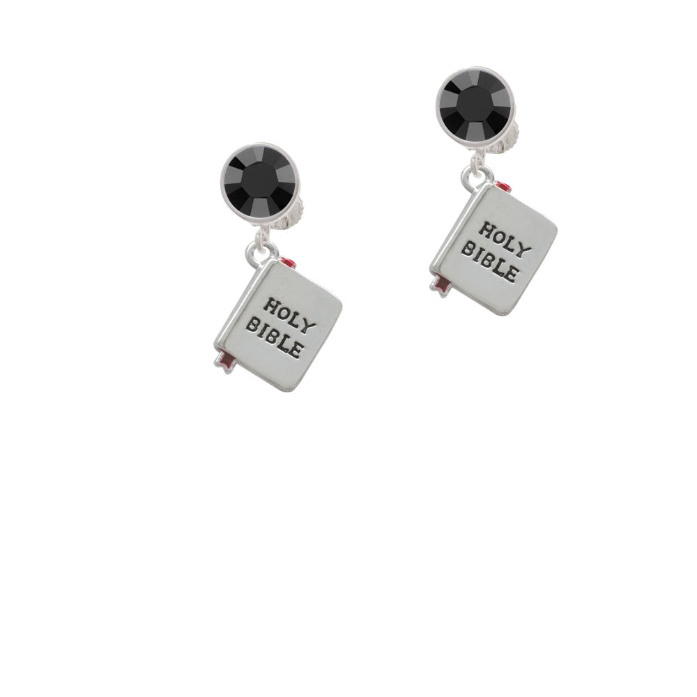 Bible with Cross Crystal Clip On Earrings Image 3